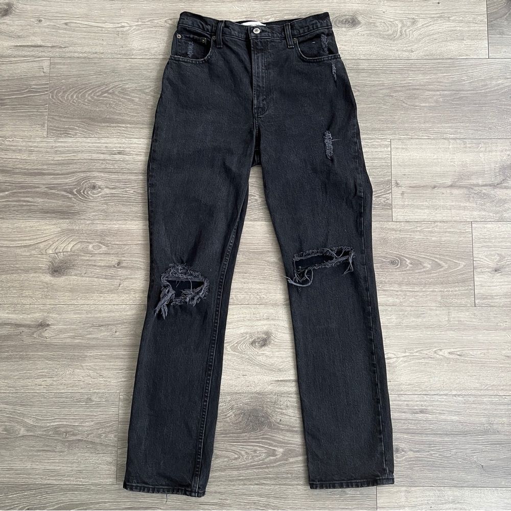 Abercrombie & Fitch The 90s Straight Ultra High Rise Jeans Size 26/2 Faded Black